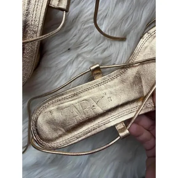 ZARA Gold Metallic Strappy Sandals Size 39 - Picture 3 of 6